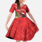 Personalised Palm Cockatoo Australia Christmas Kid Short Sleeve Dress Merry Chrissie - Banksia Flowers