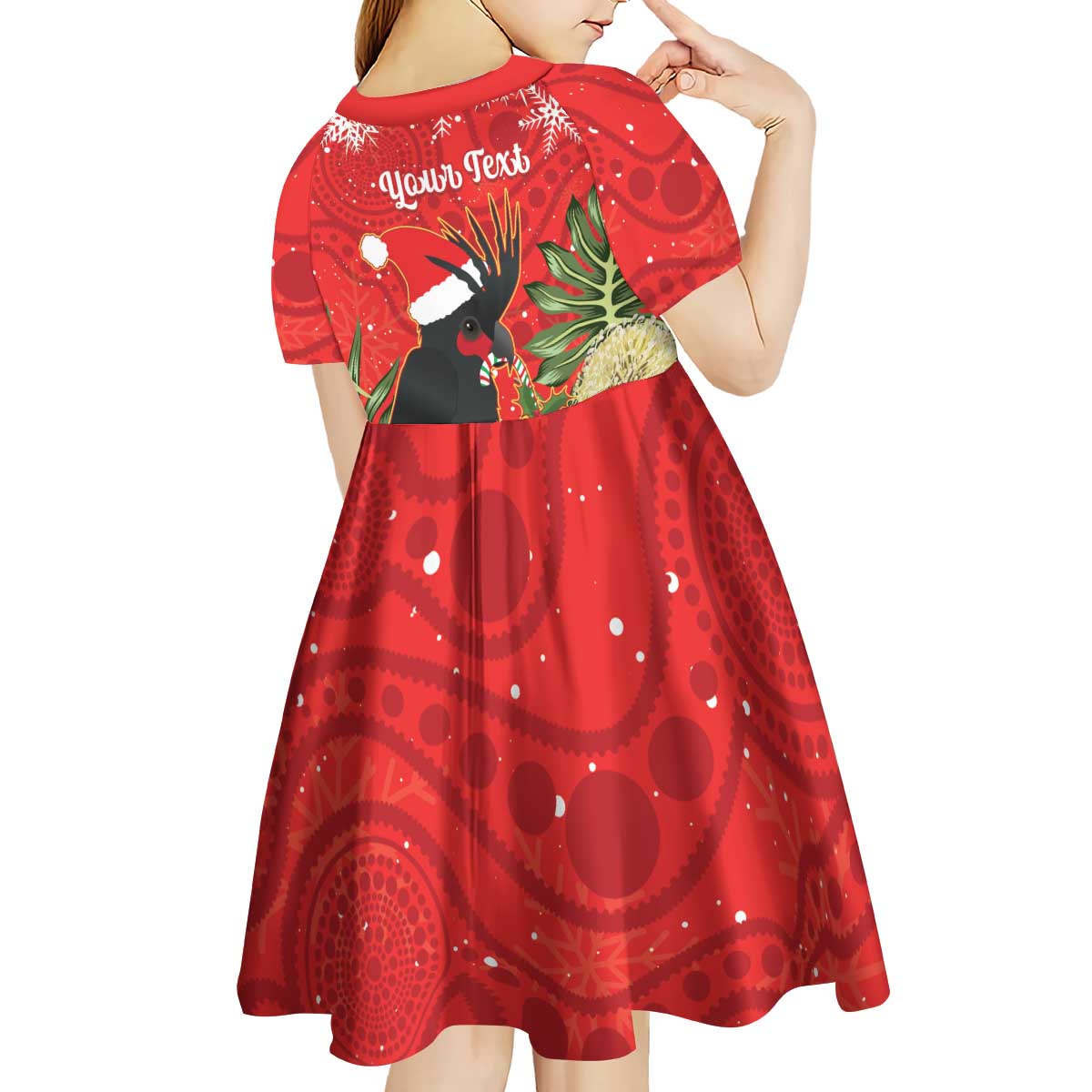 Personalised Palm Cockatoo Australia Christmas Kid Short Sleeve Dress Merry Chrissie - Banksia Flowers