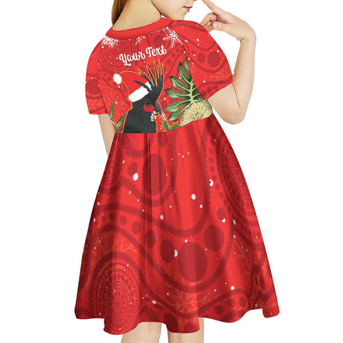 Personalised Palm Cockatoo Australia Christmas Kid Short Sleeve Dress Merry Chrissie - Banksia Flowers