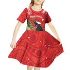 Personalised Palm Cockatoo Australia Christmas Kid Short Sleeve Dress Merry Chrissie - Banksia Flowers