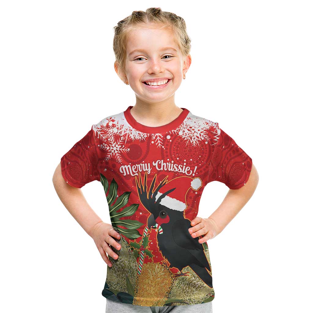 Personalised Palm Cockatoo Australia Christmas Kid T Shirt Merry Chrissie - Banksia Flowers