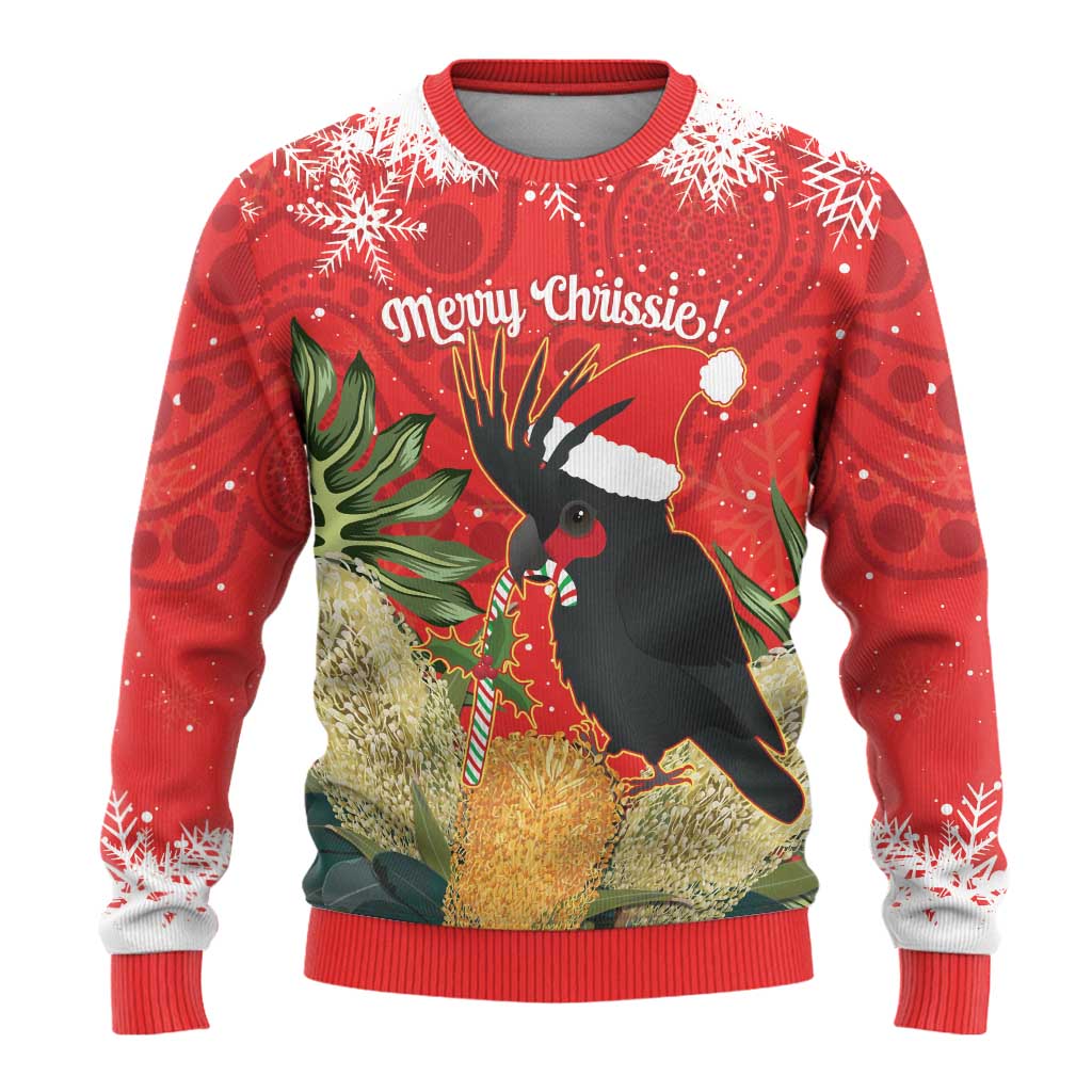Personalised Palm Cockatoo Australia Christmas Ugly Christmas Sweater Merry Chrissie - Banksia Flowers