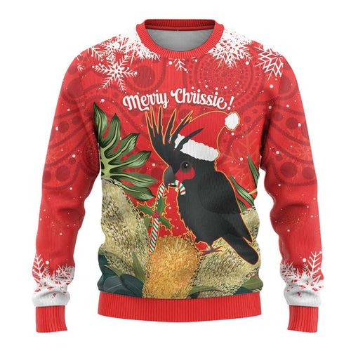 Personalised Palm Cockatoo Australia Christmas Ugly Christmas Sweater Merry Chrissie - Banksia Flowers