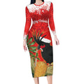 Personalised Palm Cockatoo Australia Christmas Long Sleeve Bodycon Dress Merry Chrissie - Banksia Flowers