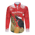 Personalised Palm Cockatoo Australia Christmas Long Sleeve Button Shirt Merry Chrissie - Banksia Flowers