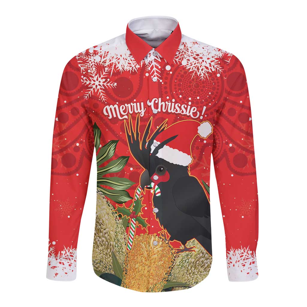 Personalised Palm Cockatoo Australia Christmas Long Sleeve Button Shirt Merry Chrissie - Banksia Flowers