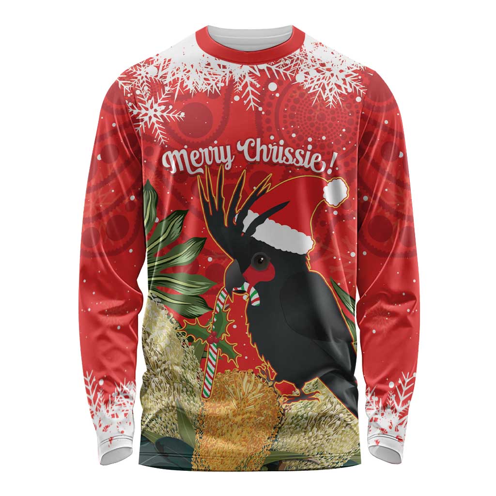 Personalised Palm Cockatoo Australia Christmas Long Sleeve Shirt Merry Chrissie - Banksia Flowers