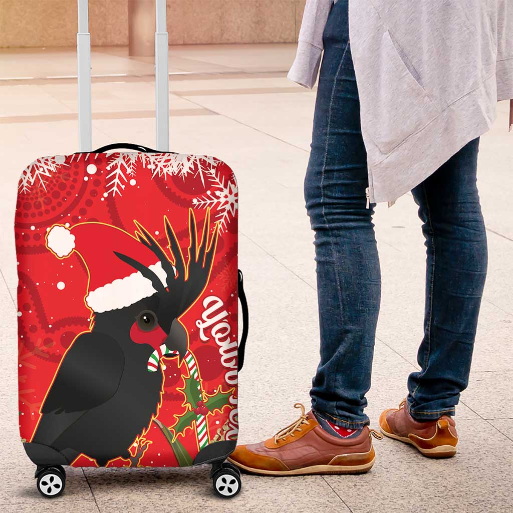 Personalised Palm Cockatoo Australia Christmas Luggage Cover Merry Chrissie - Banksia Flowers