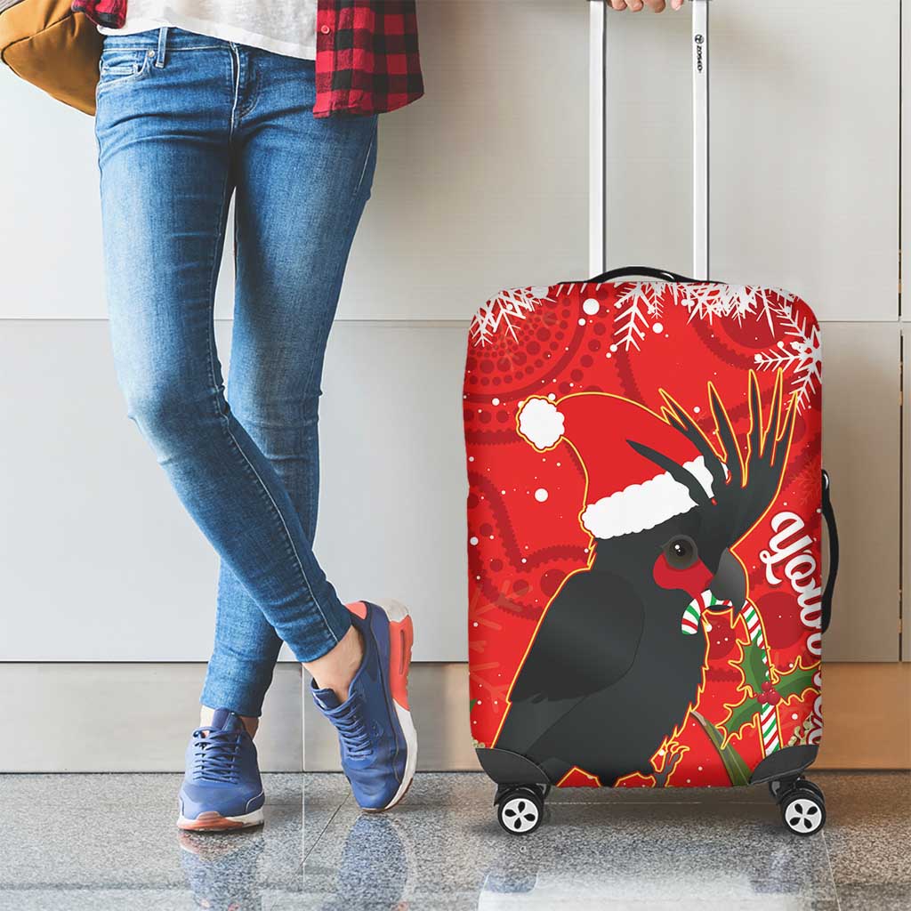 Personalised Palm Cockatoo Australia Christmas Luggage Cover Merry Chrissie - Banksia Flowers