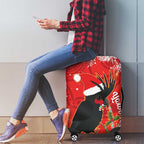 Personalised Palm Cockatoo Australia Christmas Luggage Cover Merry Chrissie - Banksia Flowers