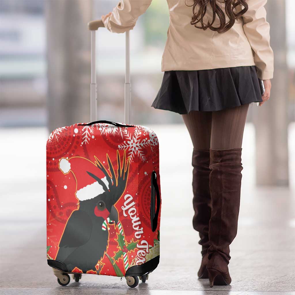Personalised Palm Cockatoo Australia Christmas Luggage Cover Merry Chrissie - Banksia Flowers