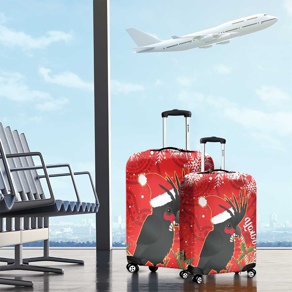 Personalised Palm Cockatoo Australia Christmas Luggage Cover Merry Chrissie - Banksia Flowers