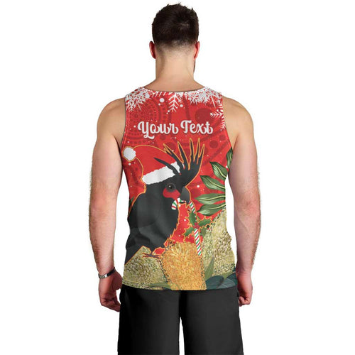 Personalised Palm Cockatoo Australia Christmas Men Tank Top Merry Chrissie - Banksia Flowers