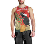 Personalised Palm Cockatoo Australia Christmas Men Tank Top Merry Chrissie - Banksia Flowers