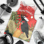 Personalised Palm Cockatoo Australia Christmas Men Tank Top Merry Chrissie - Banksia Flowers