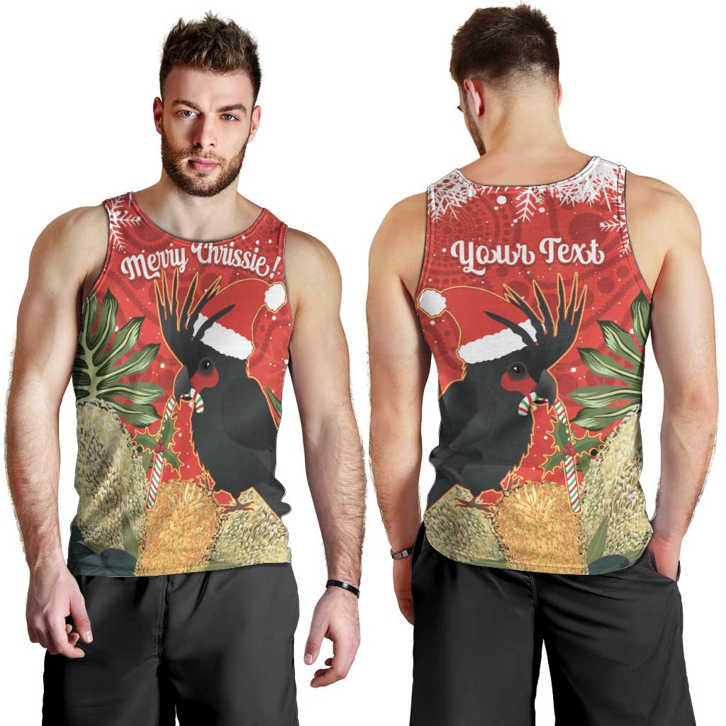 Personalised Palm Cockatoo Australia Christmas Men Tank Top Merry Chrissie - Banksia Flowers