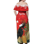 Personalised Palm Cockatoo Australia Christmas Off Shoulder Maxi Dress Merry Chrissie - Banksia Flowers