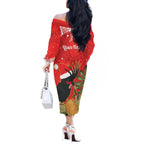 Personalised Palm Cockatoo Australia Christmas Off The Shoulder Long Sleeve Dress Merry Chrissie - Banksia Flowers