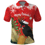 Personalised Palm Cockatoo Australia Christmas Polo Shirt Merry Chrissie - Banksia Flowers