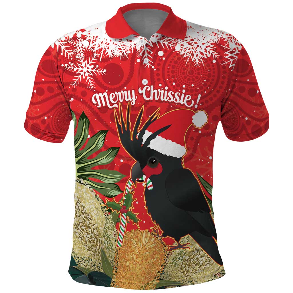Personalised Palm Cockatoo Australia Christmas Polo Shirt Merry Chrissie - Banksia Flowers