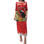 Personalised Palm Cockatoo Australia Christmas Puletasi Merry Chrissie - Banksia Flowers