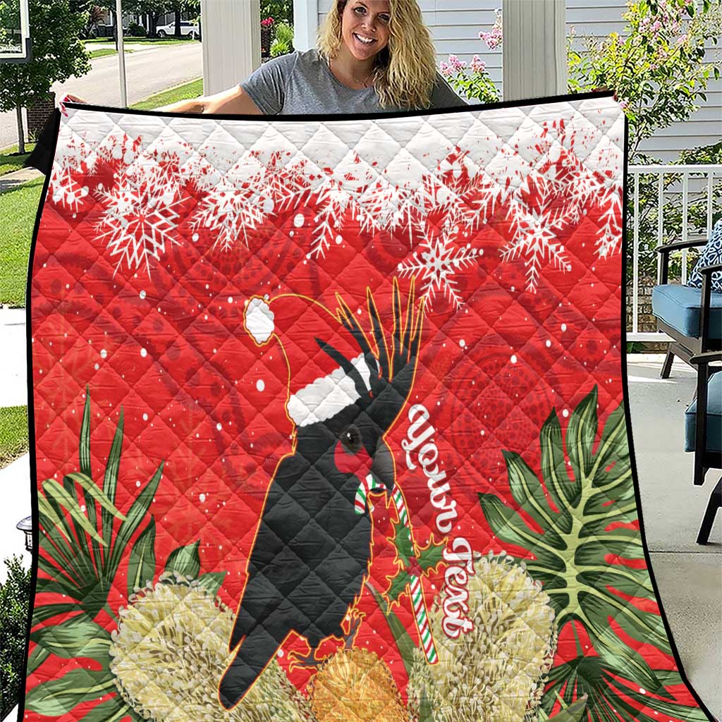 Personalised Palm Cockatoo Australia Christmas Quilt Merry Chrissie - Banksia Flowers