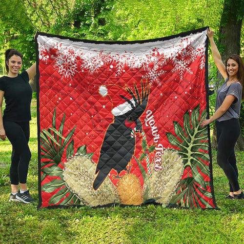 Personalised Palm Cockatoo Australia Christmas Quilt Merry Chrissie - Banksia Flowers