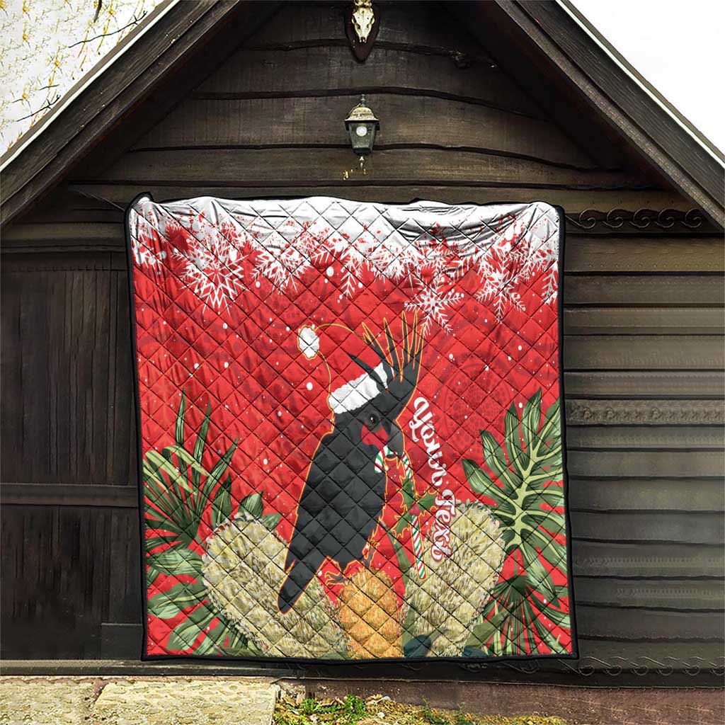 Personalised Palm Cockatoo Australia Christmas Quilt Merry Chrissie - Banksia Flowers