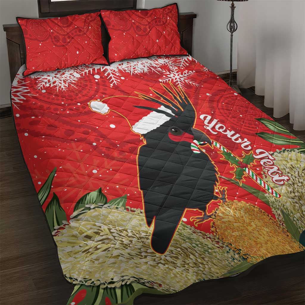 Personalised Palm Cockatoo Australia Christmas Quilt Bed Set Merry Chrissie - Banksia Flowers