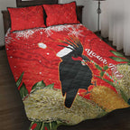 Personalised Palm Cockatoo Australia Christmas Quilt Bed Set Merry Chrissie - Banksia Flowers