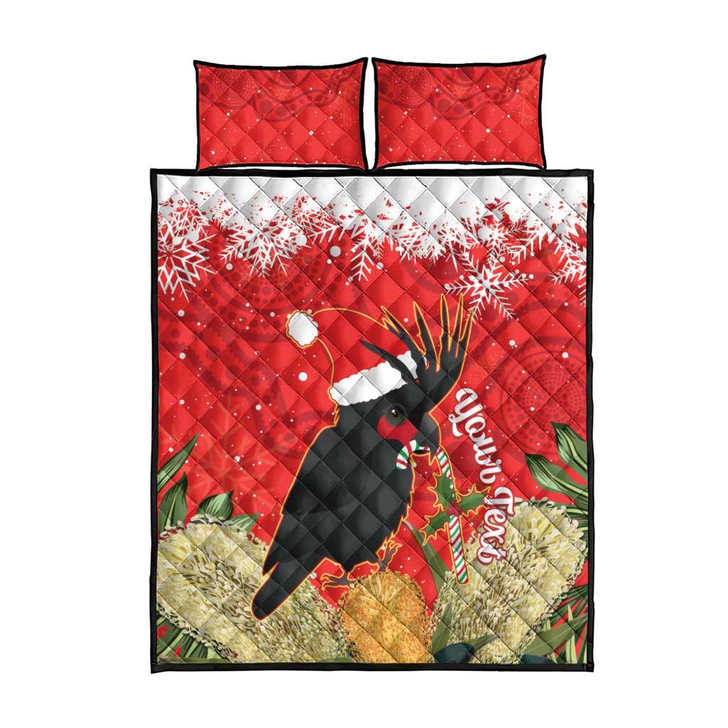 Personalised Palm Cockatoo Australia Christmas Quilt Bed Set Merry Chrissie - Banksia Flowers