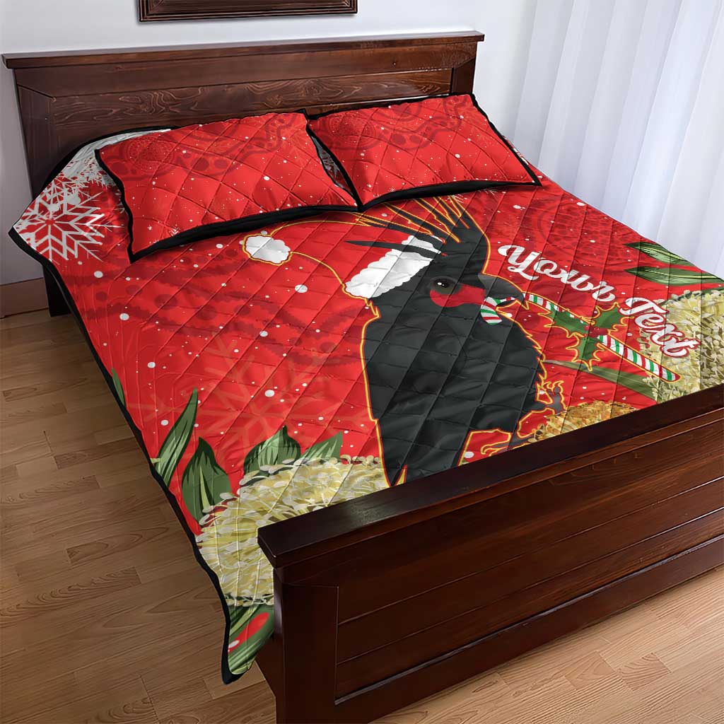 Personalised Palm Cockatoo Australia Christmas Quilt Bed Set Merry Chrissie - Banksia Flowers