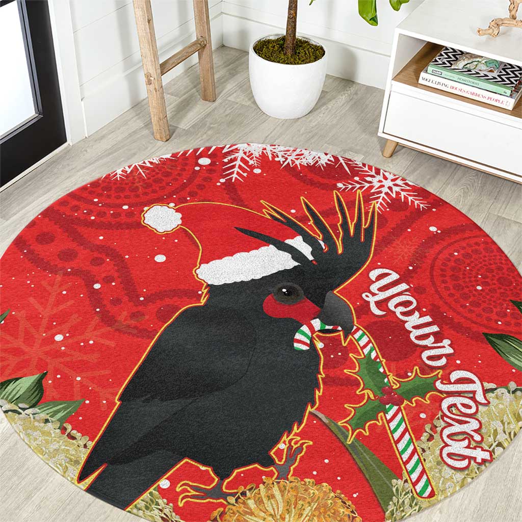 Personalised Palm Cockatoo Australia Christmas Round Carpet Merry Chrissie - Banksia Flowers