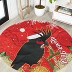 Personalised Palm Cockatoo Australia Christmas Round Carpet Merry Chrissie - Banksia Flowers