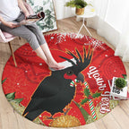 Personalised Palm Cockatoo Australia Christmas Round Carpet Merry Chrissie - Banksia Flowers