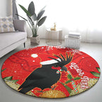 Personalised Palm Cockatoo Australia Christmas Round Carpet Merry Chrissie - Banksia Flowers
