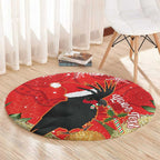 Personalised Palm Cockatoo Australia Christmas Round Carpet Merry Chrissie - Banksia Flowers
