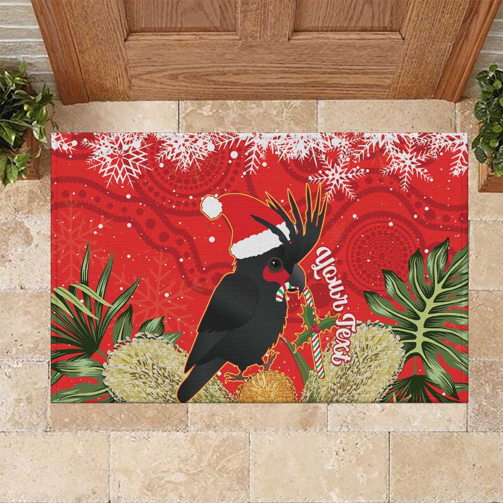 Personalised Palm Cockatoo Australia Christmas Rubber Doormat Merry Chrissie - Banksia Flowers