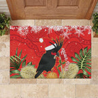 Personalised Palm Cockatoo Australia Christmas Rubber Doormat Merry Chrissie - Banksia Flowers