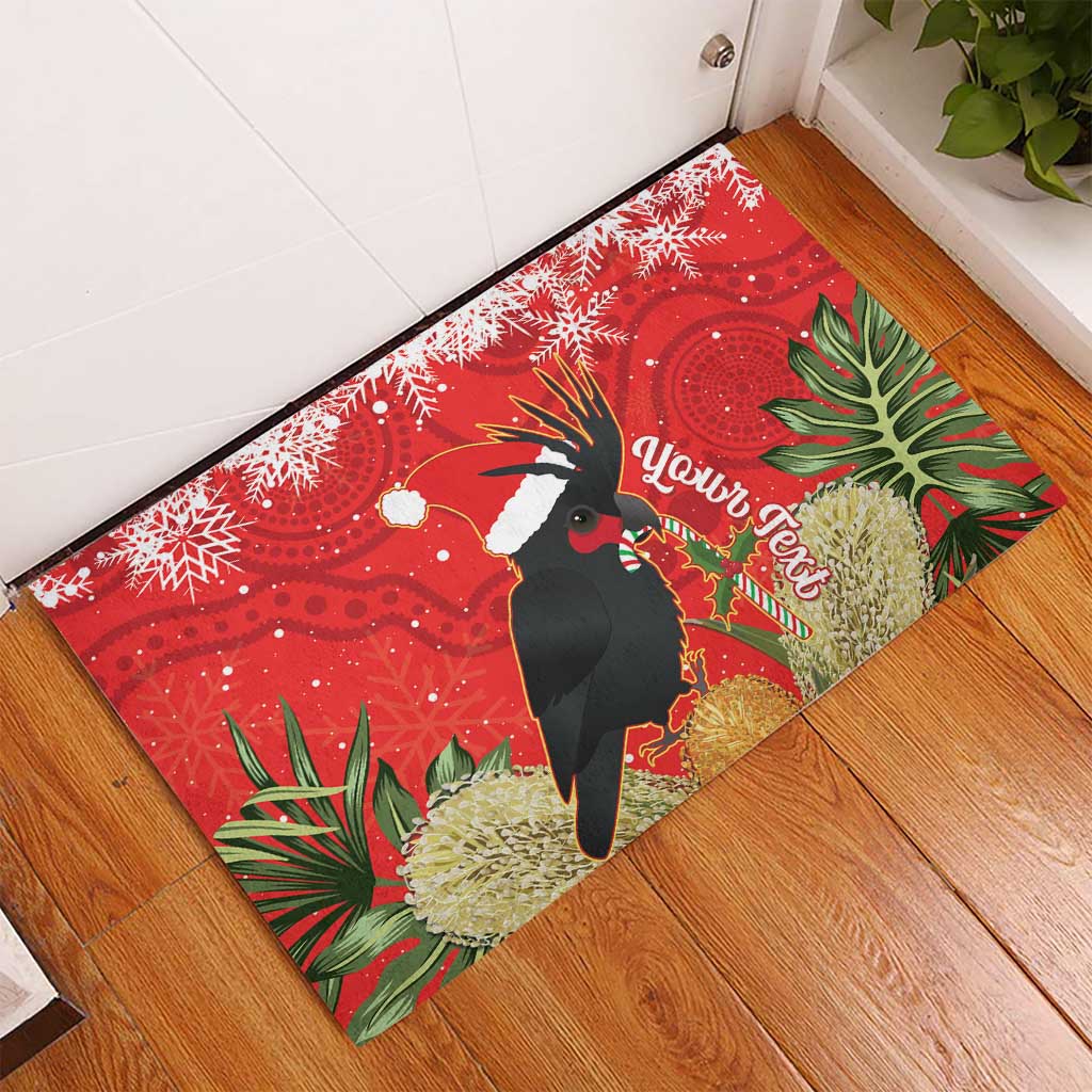 Personalised Palm Cockatoo Australia Christmas Rubber Doormat Merry Chrissie - Banksia Flowers