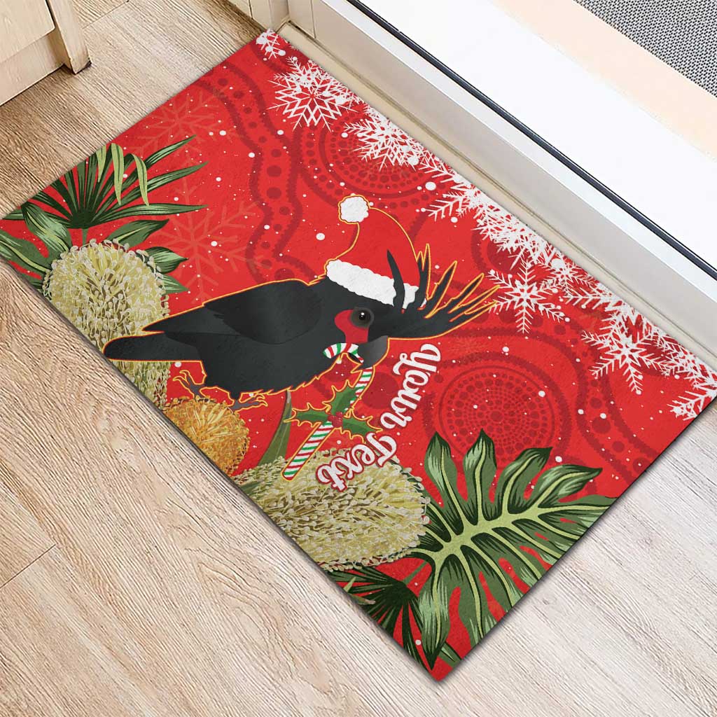 Personalised Palm Cockatoo Australia Christmas Rubber Doormat Merry Chrissie - Banksia Flowers