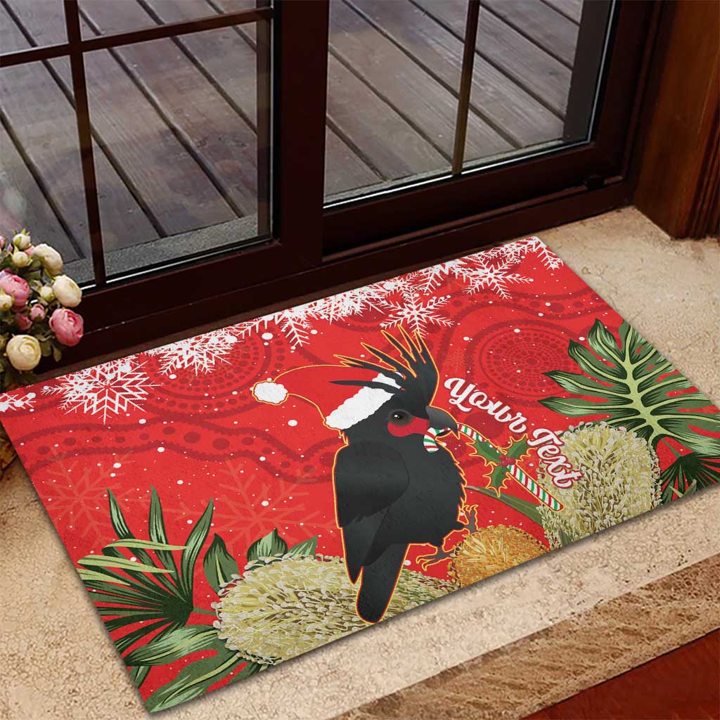 Personalised Palm Cockatoo Australia Christmas Rubber Doormat Merry Chrissie - Banksia Flowers