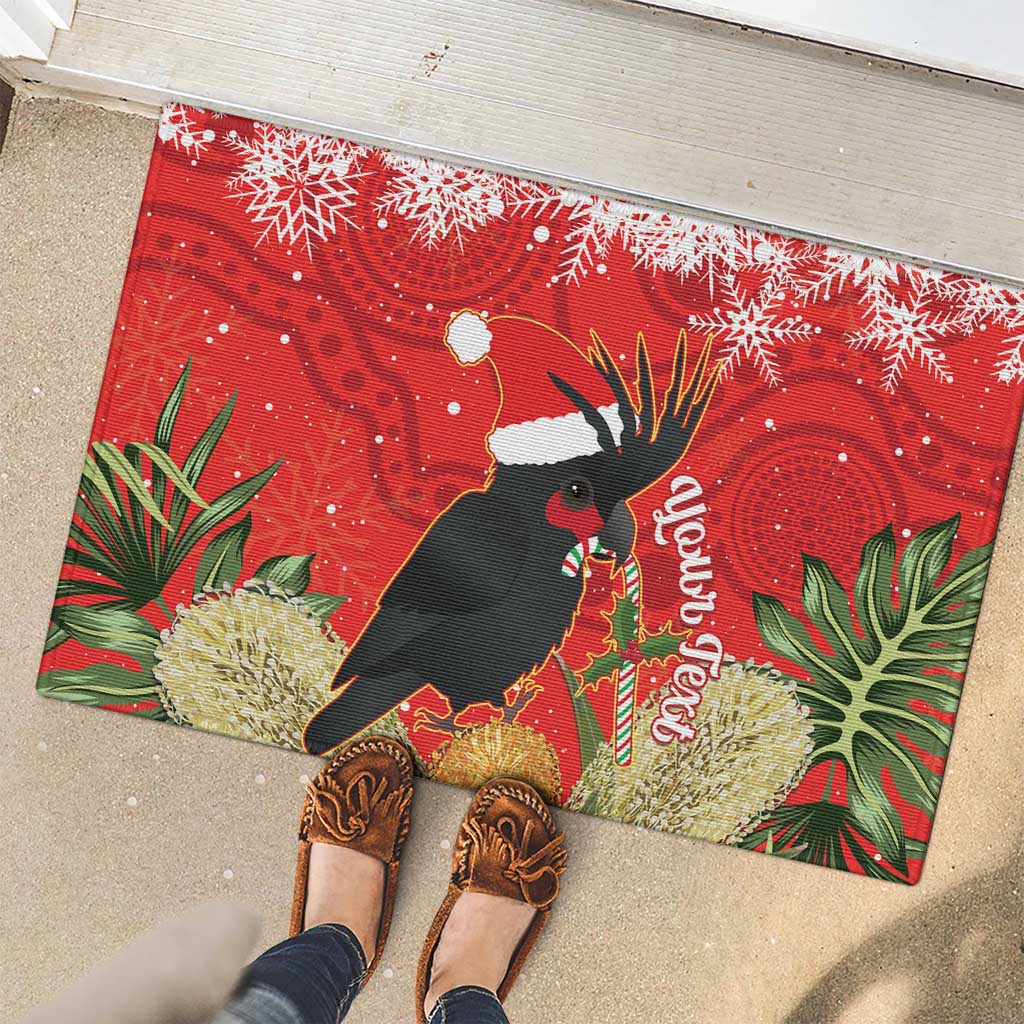 Personalised Palm Cockatoo Australia Christmas Rubber Doormat Merry Chrissie - Banksia Flowers