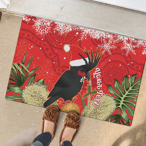 Personalised Palm Cockatoo Australia Christmas Rubber Doormat Merry Chrissie - Banksia Flowers