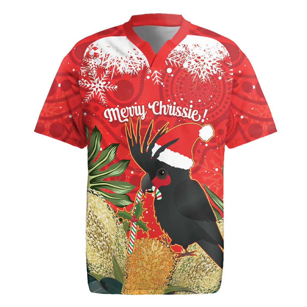 Personalised Palm Cockatoo Australia Christmas Rugby Jersey Merry Chrissie - Banksia Flowers