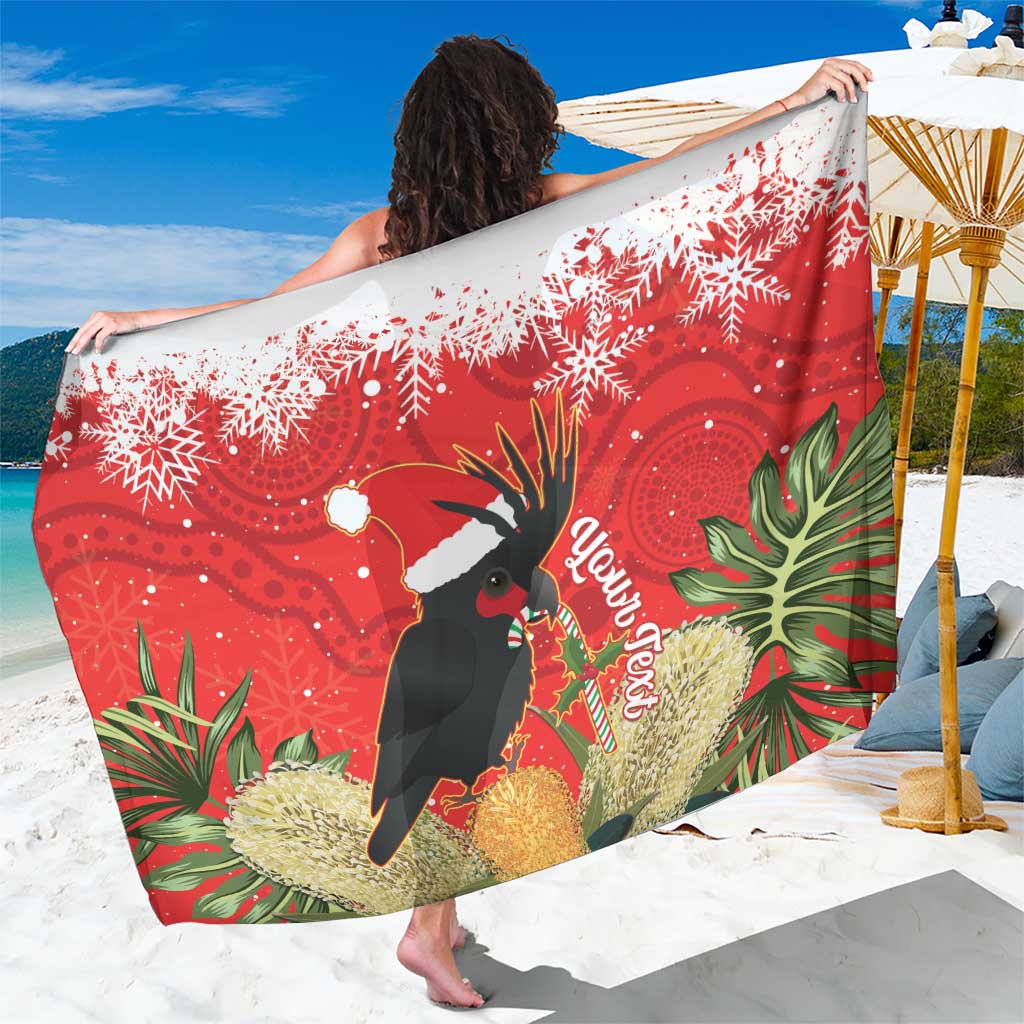Personalised Palm Cockatoo Australia Christmas Sarong Merry Chrissie - Banksia Flowers