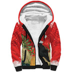 Personalised Palm Cockatoo Australia Christmas Sherpa Hoodie Merry Chrissie - Banksia Flowers