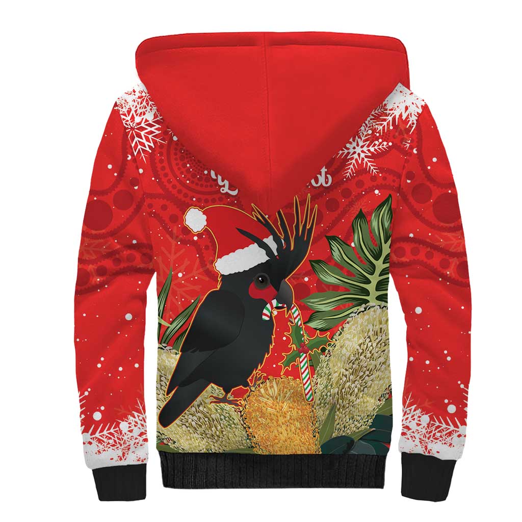 Personalised Palm Cockatoo Australia Christmas Sherpa Hoodie Merry Chrissie - Banksia Flowers