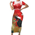 Personalised Palm Cockatoo Australia Christmas Short Sleeve Bodycon Dress Merry Chrissie - Banksia Flowers