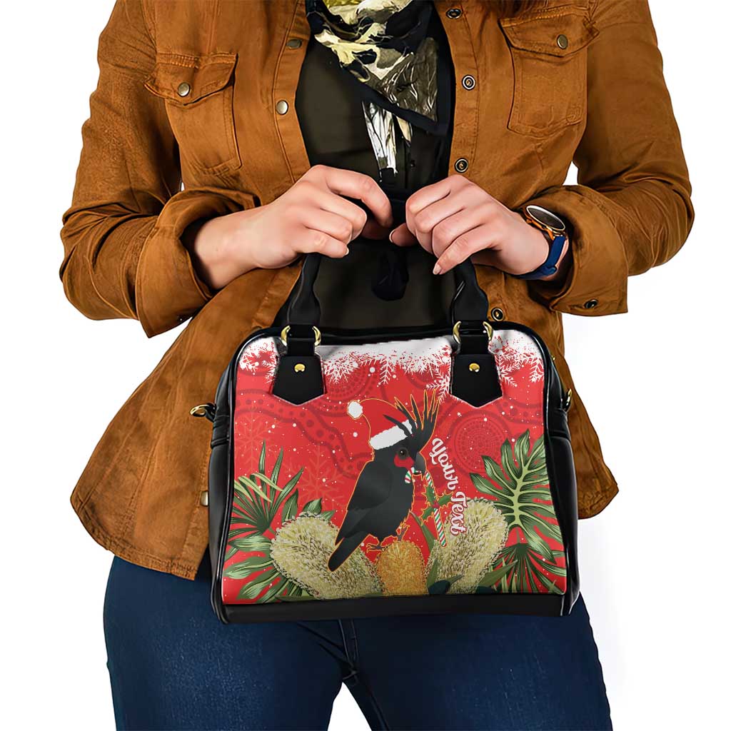 Personalised Palm Cockatoo Australia Christmas Shoulder Handbag Merry Chrissie - Banksia Flowers